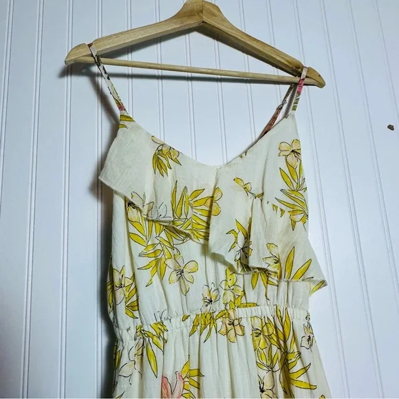 Billabong Floral High Low Dress Maxi Spaghetti Straps Boho Vacation Cotton Lined - Picture 6 of 14